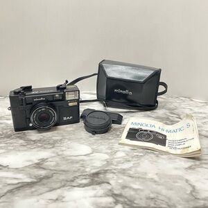 Vintage Minolta Hi-Matic AF -35mm f/2.8 Film Camera, Case, and Manual UNTESTED